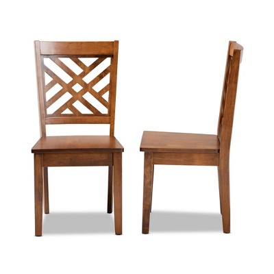 Walnut Brown Wood and Cane Arm Chair