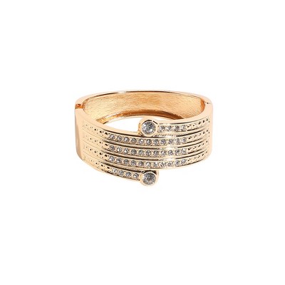 SOHI Women's Champayne Gold Embellished Lined Bracelet
