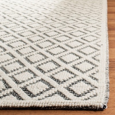 Vermont Square Hand-Knotted Wool Area Rug in Black and Ivory