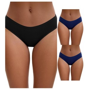 INSPIRE CHIC 3 Layers Period Leak Proof Briefs for Women's Cotton Mid-Waisted Underwear 3 Packs - 1 of 4