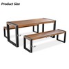 3pcs Patio Dining Set, Outdoor Dining Table With 2 Benches, Acacia Wood Top & Steel Frame, All Weather, Outdoor & Indoor, Natural -ModernLuxe - 3 of 4