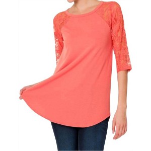 Women's Lace Sleeve Tunic Top - ZENANA - 1 of 1