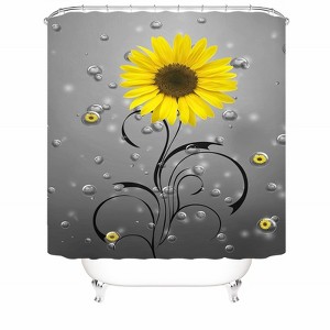 Sunflower Water Drops Shower Curtains for Bathroom Waterproof Fabric Bath Curtain Durable Soft Stylish Bathroom Decor 72x72 Inch - 1 of 1