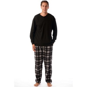 #FollowMe Mens Thermal Henley Pajama Set with Polar Fleece Pants  Warm, Comfy Sleepwear - 1 of 4