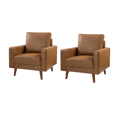 Set of 2 Christine Vintage Genuine Leather Armchair | HULALA HOME