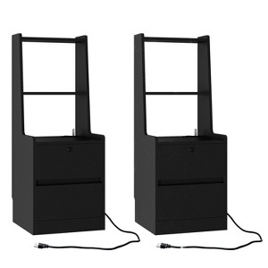 KTMBDW Nightstand End Table - Night Stand Bedside Table with Type-C Charging Station,2 Drawers Storage - Boho Night Stands for Bedroom - 1 of 4