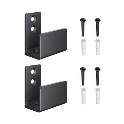 SMARTSTANDARD Adjustable U-Shape Matte Black Interior Sliding Barn Door Bottom Floor Guide