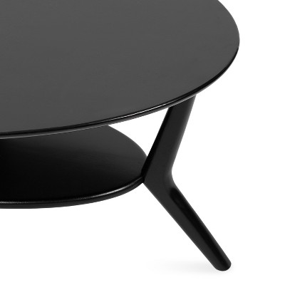 Nylah Black Oval Solid Wood Coffee Table with Storage