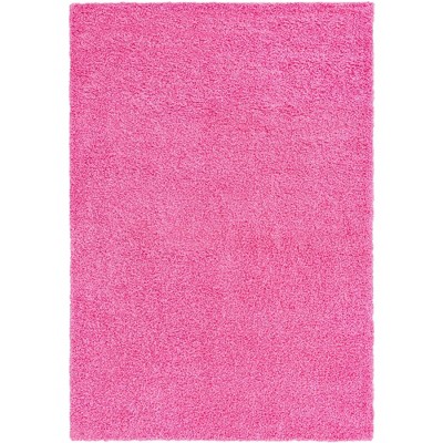 Taffy Pink Plush Rectangular Shag Area Rug for Easy Care