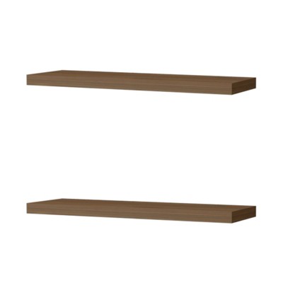 SEVOBAL Utility Storage Shelves Mahogany Floating Shelf Set of 2 Recessed Wall Design for Living Room, Mahogany, 31.5"*9.8"*1.5"