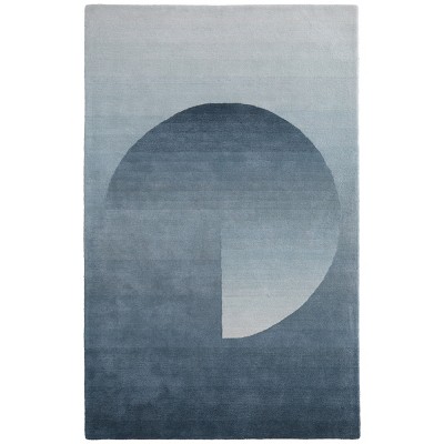 Katya Modern Geometric Blue/White Area Rug