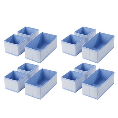 Closet Storage Bins Set of 5 mDesign Fabric Dresser Drawer Natural/Blue 