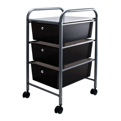 Advantus Black Metal 3-Drawer Rolling Organizer Cart