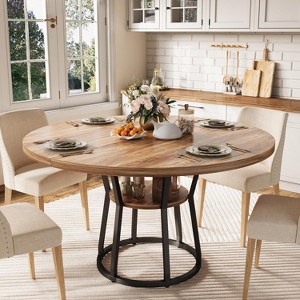 Round Dining Table for 4-6,42 Inch Kitchen Table with Storage, Circular Dining Tables for Kitchen, Dining Room, Living Room, Meeting Room, Department - 1 of 4