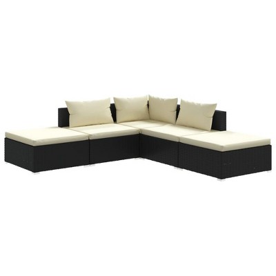 vidaXL Garden Lounge Set Black, Cream