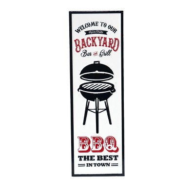VIP Metal 23 in. White "Backyard BBQ" Sign Vertical