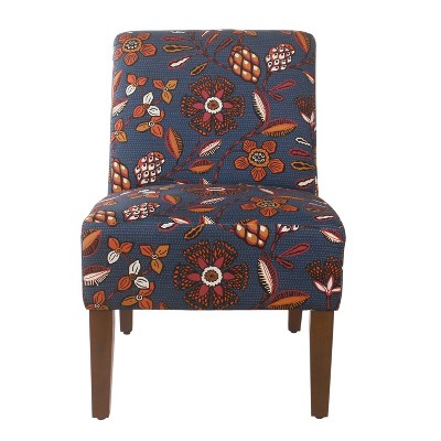 Armless Accent Chair Blue/Pink Floral - HomePop