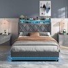 Lift Up Platform Bed Frame with Storage Headboard, LED Light & Charging Station - 3 of 4