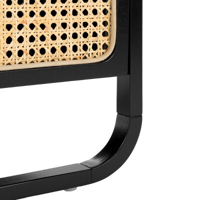 Black and Natural Rattan 1-Drawer Nightstand