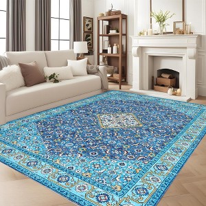 Washable Area Rugs for Living Room - Soft Non Slip Vintage Rug, Traditional Carpet for Bedroom, Dining Room, Office - 1 of 4
