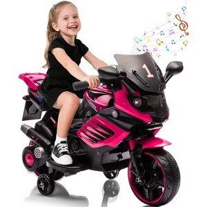 6V Kids Motorcycle,Electric Ride On Car Toy with Training Wheels,Working Headlight,Horn & Music - 1 of 4