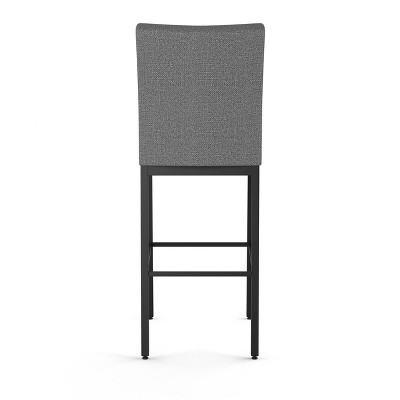 Elegant Grey Polyester Blend and Black Metal Barstool 44.5"