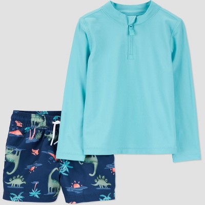 Carter's Just One You® Toddler Boys' Long Sleeve Dinosaur Rash Guard and Trunk Set - Blue