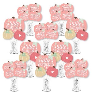 Big Dot of Happiness Girl Little Pumpkin - Fall Birthday Party or Baby Shower Centerpiece Sticks - Showstopper Table Toppers - 35 Pieces - 1 of 4