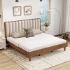 Modern Bed Frame with Upholstered Headboard, Sturdy Platform Bed Frame with Solid Wood Legs for Bedroom – The Pop Home - 3 of 4