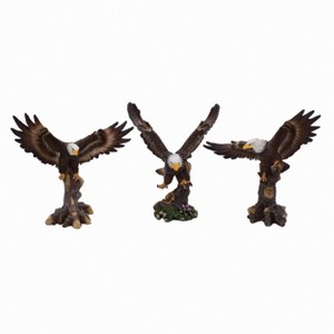 Transpac Large Resin Bald Eagle Set of 3 Decorative Bird Figurines Multicolored Tabletop Decor for Home and Office - 1 of 1