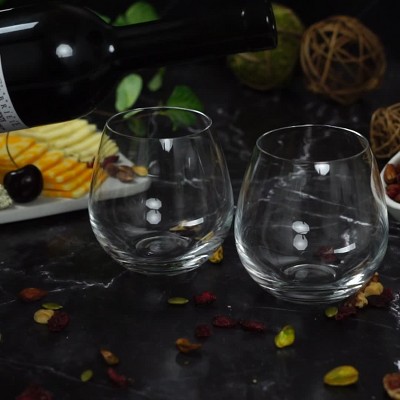 JoyJolt 15oz Clear Stemless Wine Glasses Set of 4