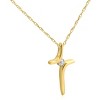 Pompeii3 Diamond Cross Pendant Round Solitaire 10K Yellow Gold 17mm tall - 2 of 4