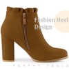 Perphy Women's Ruffle Round Toe Zippered Chunky High Heel Ankle Boots - 4 of 4