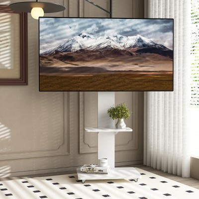 Mobile TV Stand for 32-75 Inch with Adjustable Shelf & Lockable Rolling Wheels,Floor Stand for Living Room Office-Baofuwish