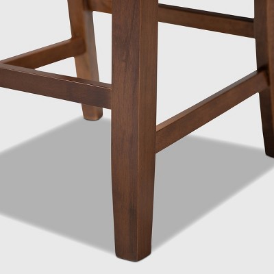 Caron Grey Fabric and Walnut Wood Counter Height Pub Chair Set