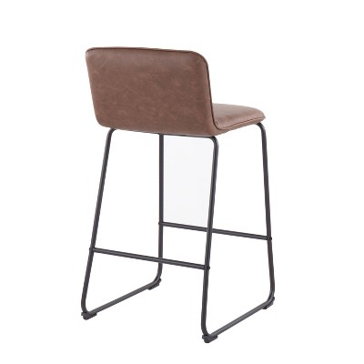 Casper 26'' Black Metal and Espresso Faux Leather Counter Stool Set