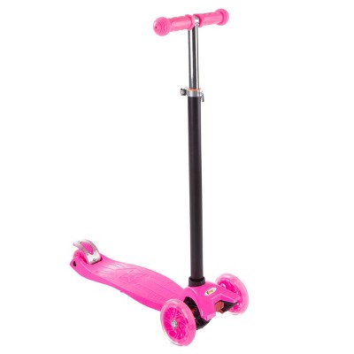 Toy Time Kids Beginner Scooter With Adjustable Height Handlebars and LED Light-Up Wheels for Girls and Boys – Neon Pink