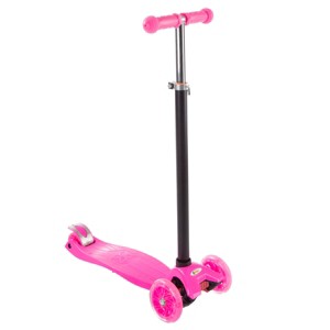 Toy Time Kids Beginner Scooter With Adjustable Height Handlebars and LED Light-Up Wheels  – Neon Pink - 1 of 4