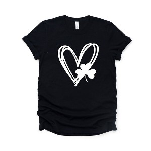 Simply Sage Market Women's Hand Drawn Heart With Shamrock Short Sleeve Graphic Tee - 1 of 3