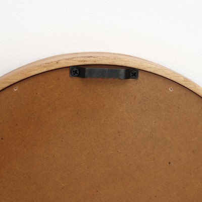 Brown Round Rubberwood 3-Piece Bathroom Vanity Mirror Set
