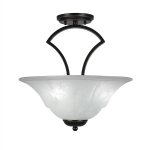 Toltec Lighting Zilo 3 - Light Flush Mount in  Dark Granite with 16" White Marble  Shade - 1 of 1