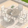 Gulches Outdoor Round Patio Dining Table for 4-6, All Weather Metal with Umbrella Hole, Sandstone Color, 40.6"x40.6"x28.35" - 2 of 4