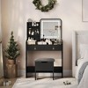 Bedroom Dressing Vanity Desk with LED Lighted Mirror & Charging Station, Makeup Vanity Table Set with Storage Stool, 2 Drawers & 4 Open Shelves - 2 of 4