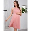 Coolmee Women Casual Smocked Maternity Crewneck Ribbed Knitted A-Line Hem Sleeveless Mini Dress - 2 of 4