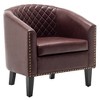 Tufted Faux Leather Barrel Club Chair - Kinwell - 2 of 4