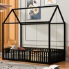 Full/Twin Size Platform Bed, House-Shaped Metal Bed Frame with Fence and Door -ModernLuxe - 3 of 4