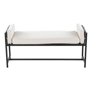 TiramisuBest Mid Century Modern Tan Leather Bench - Brown, Tan Genuine Leather, Solid Wood Entryway Bench, 16.1L x 47.5W - 1 of 4