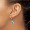 Black Bow Jewelry 10mm Created Blue Opal Double Heart Dangle Earrings in Sterling Silver - 3 of 4