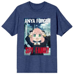 Spy x Family Poster Art Anya Women's Navy Melange Short Sleeve Tee - 1 of 3