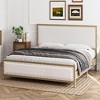 Vintage Wood Grain Metal Platform Bed Frame with Linen Headboard and Footboard - 3 of 4
